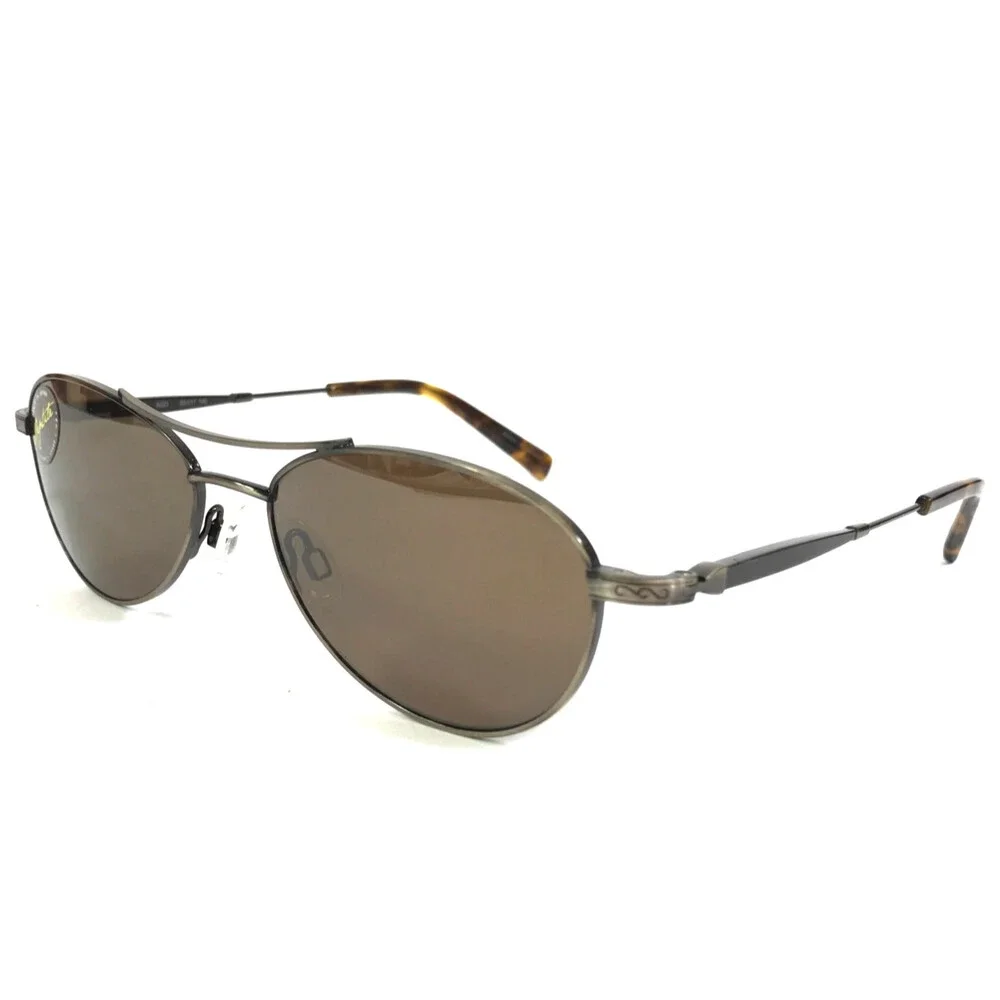 Reptile Sunglasses SANTIAGO AGO Gold Brown Oval Frames w/ Brown Polarized Lenses